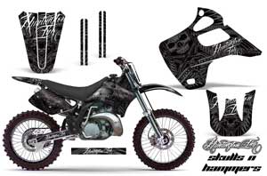 Kawasaki KX250 Dirt Bike Graphic Kit - 1992-1993 Skulls and Hammers Black