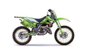 Kawasaki KX125 Dirt Bike Graphic Kit - 1994-1998 Bone Collector Green