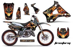 Kawasaki KX125 Dirt Bike Graphic Kit - 1994-1998 Firestorm Black