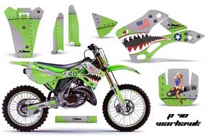 Kawasaki KX250 Dirt Bike Graphic Kit - 1999-2002 P40 Warhawk Green