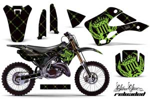 Kawasaki KX250 Dirt Bike Graphic Kit - 1999-2002 Silver Star - Reloaded Green