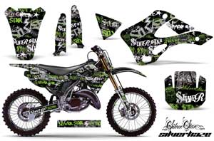 Kawasaki KX250 Dirt Bike Graphic Kit - 1999-2002 Silver Star - Silverhaze Green