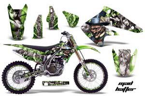 Kawasaki KX250F Dirt Bike Graphic Kit - 2004-2005 Mad Hatter Green