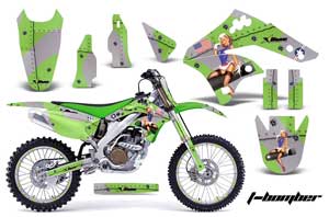 Kawasaki KX250F Dirt Bike Graphic Kit - 2006-2008 T Bomber Green