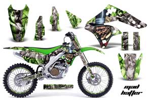 Kawasaki KX250F Dirt Bike Graphic Kit - 2006-2008 Mad Hatter Green