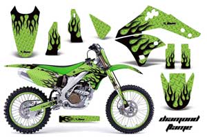 Kawasaki KX250F Dirt Bike Graphic Kit - 2006-2008 Diamond Flame Green