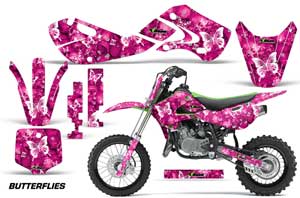 Kawasaki KLX110 Dirt Bike Graphic Kit - 2002-2009 Butterfly Pink