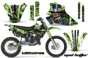 Kawasaki KX80 Dirt Bike Graphic Kit - 1995-1997 Mad Hatter Green