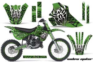 Kawasaki KX80 Dirt Bike Graphic Kit - 1995-1997 Widow Maker Green