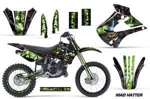 Kawasaki KX100 Dirt Bike Graphic Kit - 2001-2013 Mad Hatter Green