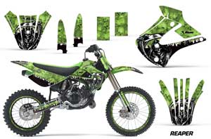 Kawasaki KX100 Dirt Bike Graphic Kit - 2001-2013 Reaper Green