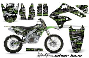 Kawasaki KXF450 Dirt Bike Graphic Kit - 2006-2008 Silver Star - Silverhaze Green
