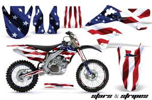 Kawasaki KXF450 Dirt Bike Graphic Kit - 2006-2008 Stars and Stripes Red White & Blue