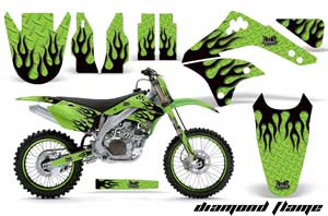 Kawasaki KXF450 Dirt Bike Graphic Kit - 2006-2008 Diamond Flame Green