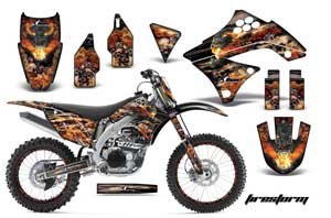 Kawasaki KXF450 Dirt Bike Graphic Kit - 2009-2011 Firestorm Black