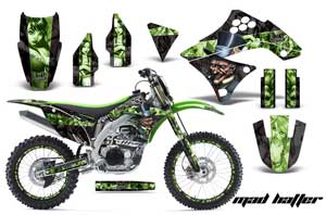 Kawasaki KXF450 Dirt Bike Graphic Kit - 2009-2011 Mad Hatter Green