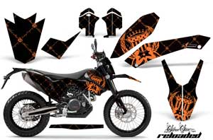 KTM Adventure 690 Supermoto / Enduro Dirt Bike Graphic Kit - 2008-2015 Silver Star - Reloaded Orange