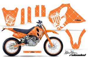 KTM C0 SX / EXC 4 Stroke Dirt Bike Graphic Kit - 1993-1997 Silver Star - Reloaded Orange