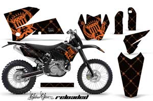 KTM C4 EXC Dirt Bike Graphic Kit - 2005-2007 Silver Star - Reloaded Orange