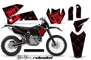 KTM C4 EXC Dirt Bike Graphic Kit - 2005-2007 Silver Star - Reloaded Red