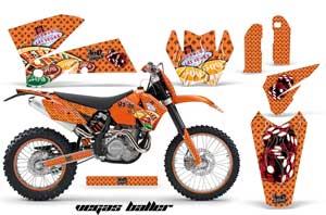 KTM C4 EXC Dirt Bike Graphic Kit - 2005-2007 Vegas Baller Orange