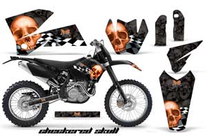 KTM C4 SX Dirt Bike Graphic Kit - 2005-2006 Checkered Skull Black