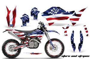 KTM C5 XC 125 / 525 Dirt Bike Graphic Kit - 2008-2010 Stars and Stripes Red White & Blue