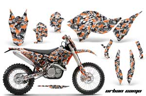 KTM C5 SX / SX-F 125 / 525 Dirt Bike Graphic Kit - 2007-2010 Urban Camo Orange