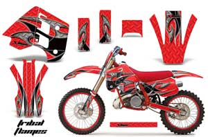 KTM C8 MXC / EXC 300 Dirt Bike Graphic Kit - 1990-1992 Tribal Flames Red