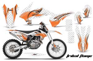 KTM C9 SX / SX-F / XC / XC-F Dirt Bike Graphic Kit - 2013-2015 Tribal Flames White