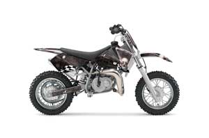 KTM SX 50 Adventure Jr / Sr Dirt Bike Graphic Kit - 2002-2008 Checkered Skull Silver