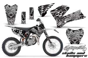 KTM SX 105 Dirt Bike Graphic Kit - 2006-2012 Skulls and Hammers White