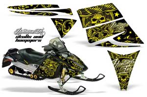 Ski Doo Rev Sled Graphic Kit - 2004-2012 Skulls N Hammers Yellow