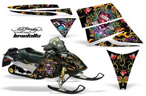 Ski Doo Rev Sled Graphic Kit - 2004-2012 Ed Hardy - Love Kills Black