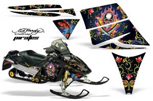 Ski Doo Rev Sled Graphic Kit - 2004-2012 Ed Hardy - Pirates Blue