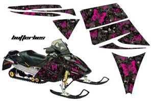 Ski Doo Rev Sled Graphic Kit - 2004-2012 Butterfly Pink