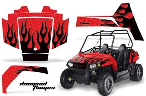 Polaris RZR 170 Graphic Kit - All Years Diamond Flames Red