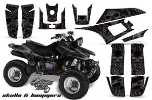 Yamaha Warrior 350 ATV Graphic Kit - All Years Skulls N Hammers Silver
