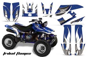 Yamaha Warrior 350 ATV Graphic Kit - All Years Tribal Flames Blue