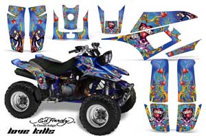 Yamaha Warrior 350 ATV Graphic Kit - All Years Ed Hardy - Love Kills Blue