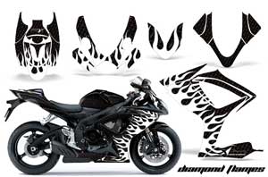 Suzuki GSXR 600 / 750 Graphic Kit - 2006-2007 Diamond Flames Black
