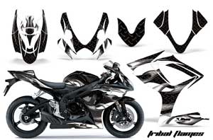 Suzuki GSXR 600 / 750 Graphic Kit - 2006-2007 Tribal Flames Black