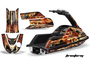 Yamaha Superjet Round Nose Jet Ski Graphic Kit - All Years Firestorm Black