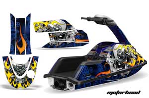 Yamaha Superjet Round Nose Jet Ski Graphic Kit - All Years Motorhead Blue