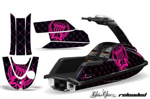 Yamaha Superjet Round Nose Jet Ski Graphic Kit - All Years Silver Star - Reloaded Pink