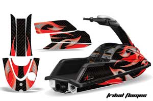Yamaha Superjet Round Nose Jet Ski Graphic Kit - All Years Tribal Flames Red