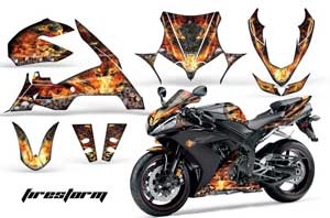 Yamaha R1 Graphic Kit - 2004-2005 Firestorm Black