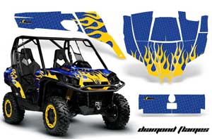 Can-Am Commander 1000 / 800 Graphic Kit - All Years Diamond Flames Yellow
