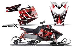 Polaris RMK / PRO-R / Rush / Assault Sled Graphic Kit - 2011-2016 Carbon X Red
