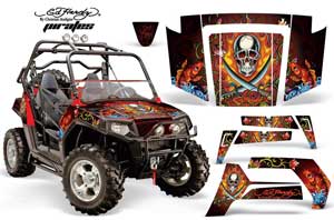 Polaris RZR 800 / 800S Graphic Kit - 2006-2010 Ed Hardy - Pirates Red